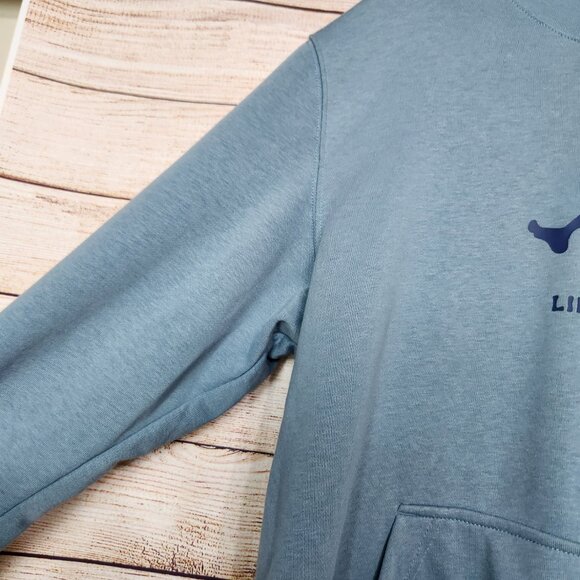 NWT Life Is Good Men's Hoodie M Sweatshirt Chair Relaxing Light Blue Pockets - Picture 3 of 16